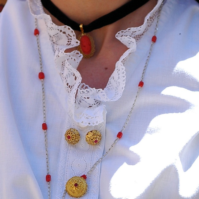 Jewelery worn on traditional Sardinian dress
