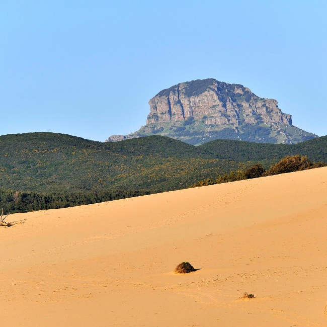 Dunes of Piscinas and Mount Arcuentu in the background